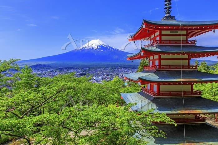 初夏の三つ峠山 絶景富士山と五重塔参考画像:0