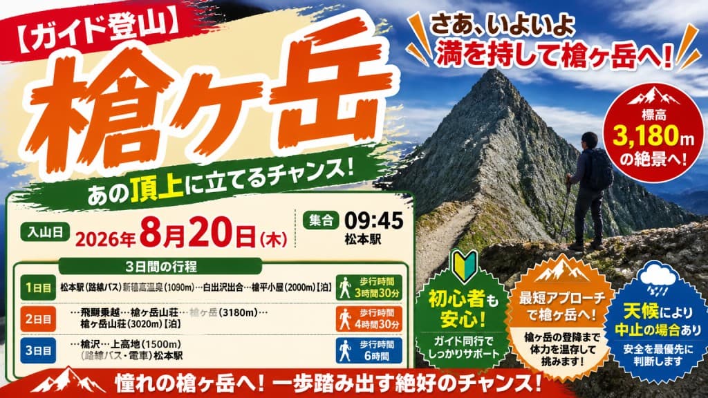 【ガイド登山】槍ヶ岳参考画像:0