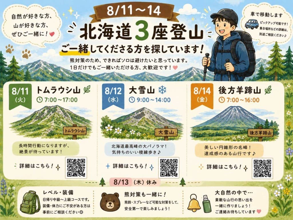 8/11(火)〜8/14(金)北海道3座参考画像:0