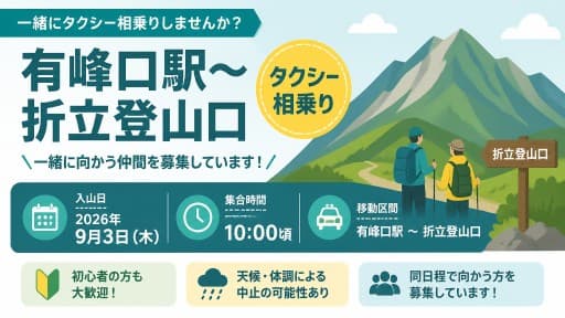 9/3（木）10：00分頃　有峰口駅～折立登山口　タクシー相乗り