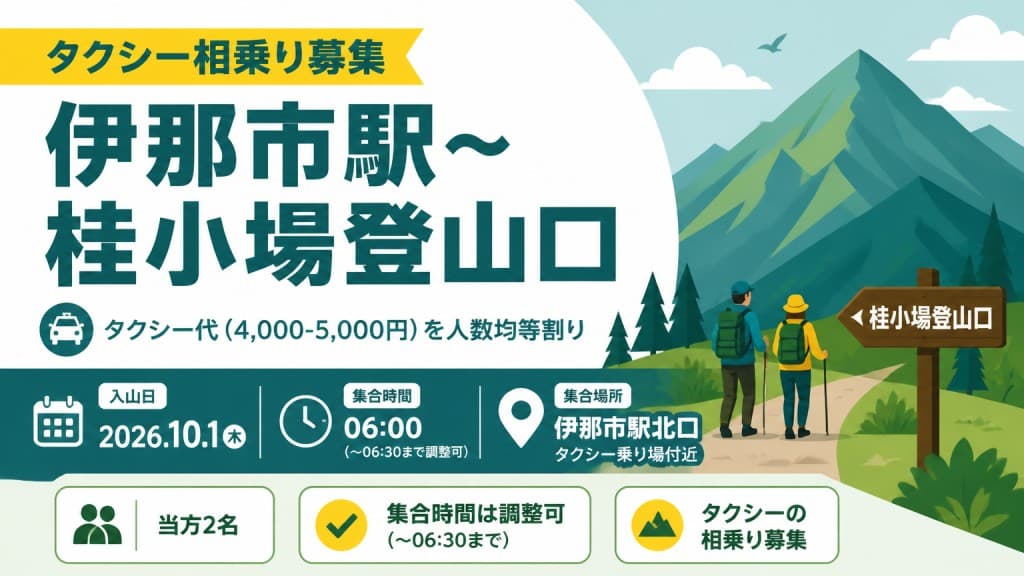 相乗り募集　伊那市駅〜桂小場登山口参考画像:0